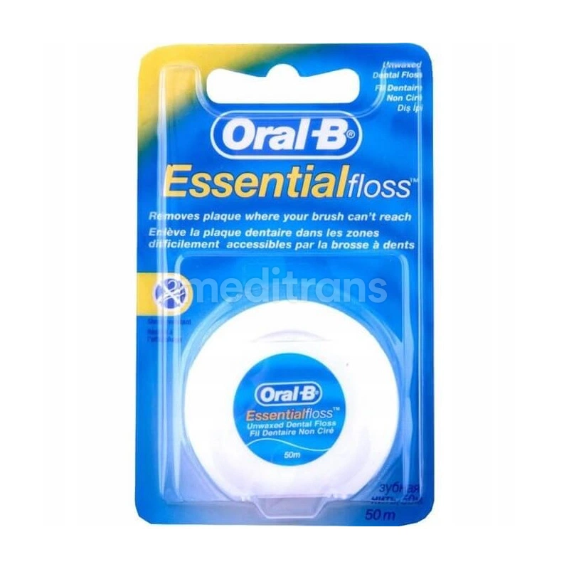 Зубная нить Essential floss 50M мятный воск