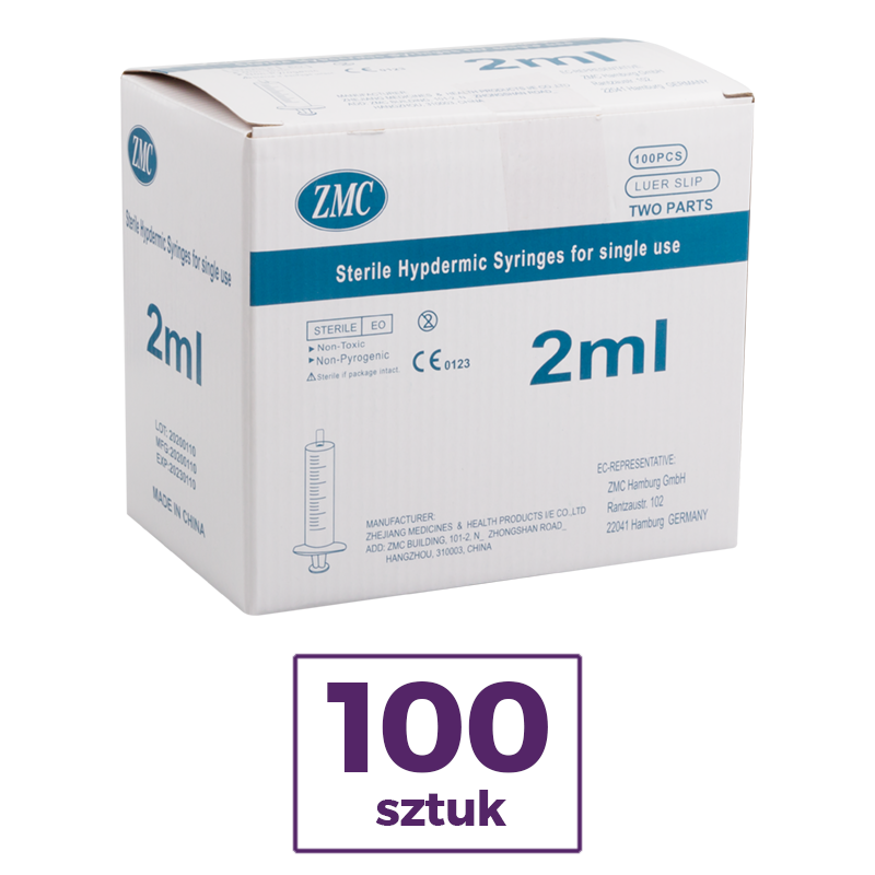 Одноразовые шприцы 2 мл × 100 шт. ZMC