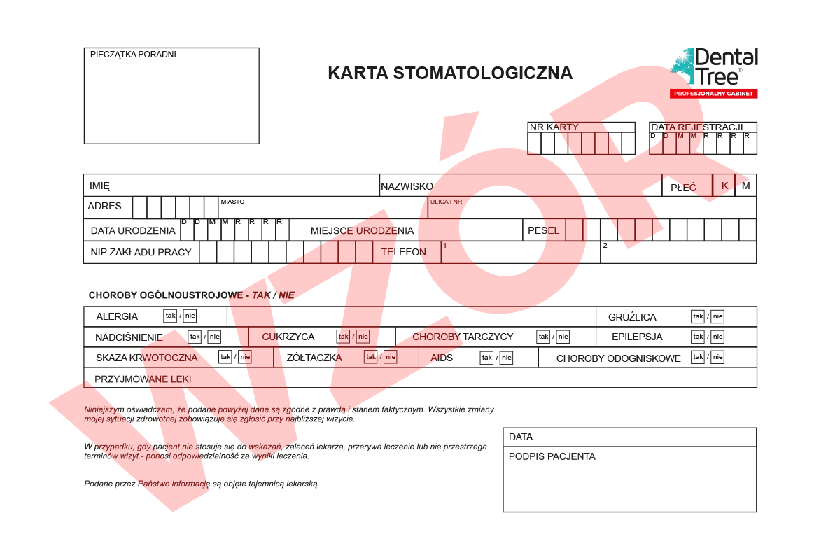 Стоматологическая карта 100 шт.