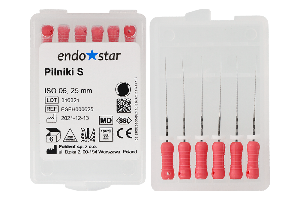 Ручные файлы S 6 шт. Endostar