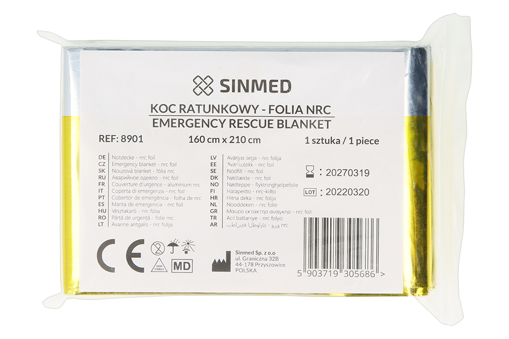 Термоодеяло фольгированное 160×210 см Sinmed