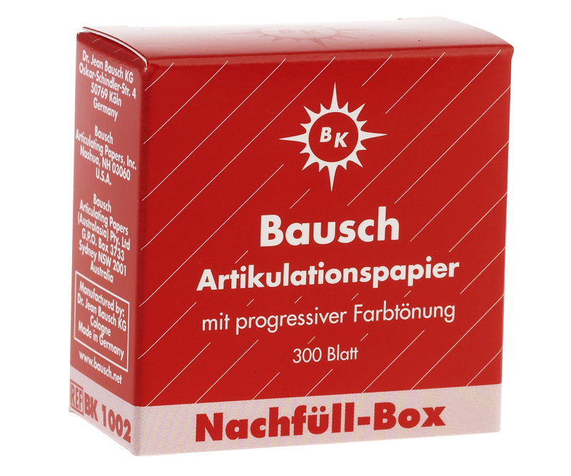 Артикуляционная бумага 200 мкм красная прямоугольная 300 листов Bausch BK 1002
