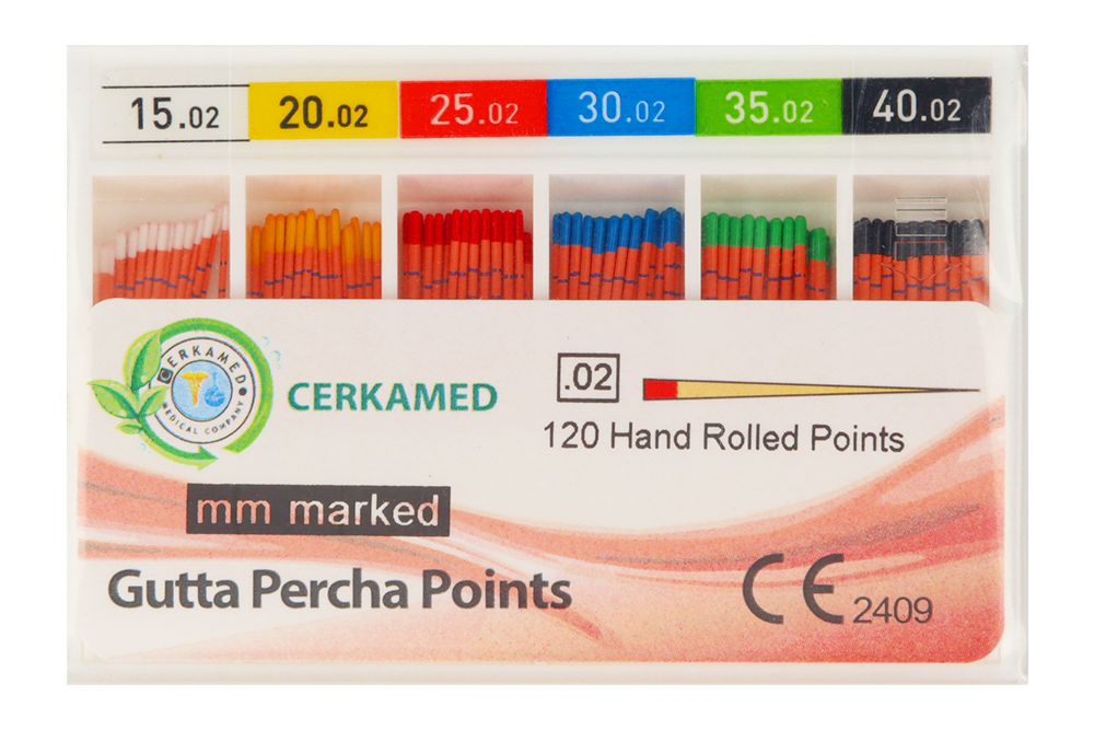 Гуттаперчевые штифты 2% 120 шт. Cerkamed
