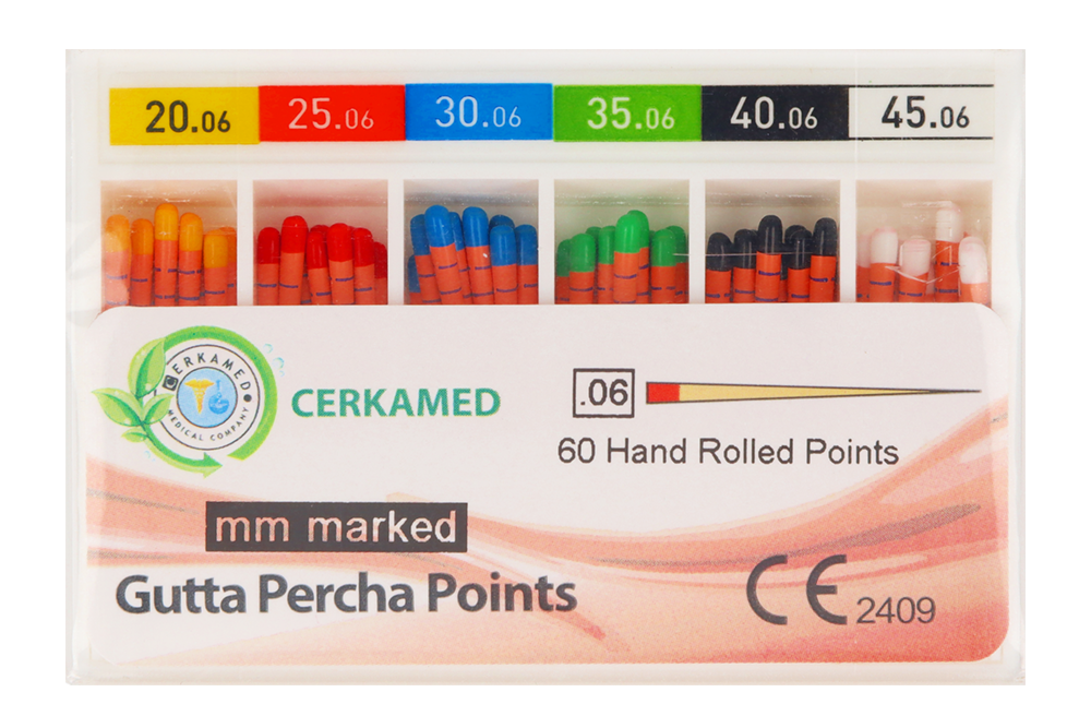 Гуттаперчевые штифты 6%, 60 шт. Cerkamed