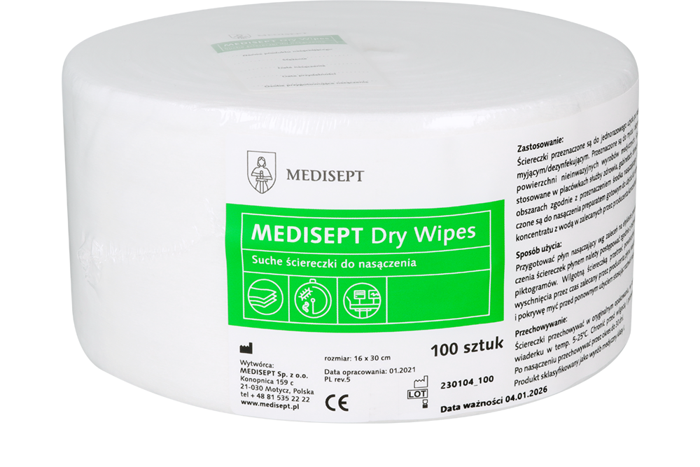 Сухие салфетки Dry Wipes вкладыш 100 шт. Medisept