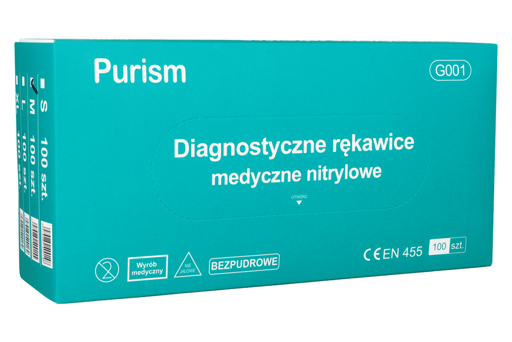 Нитриловые перчатки синие Purism 100 шт.
