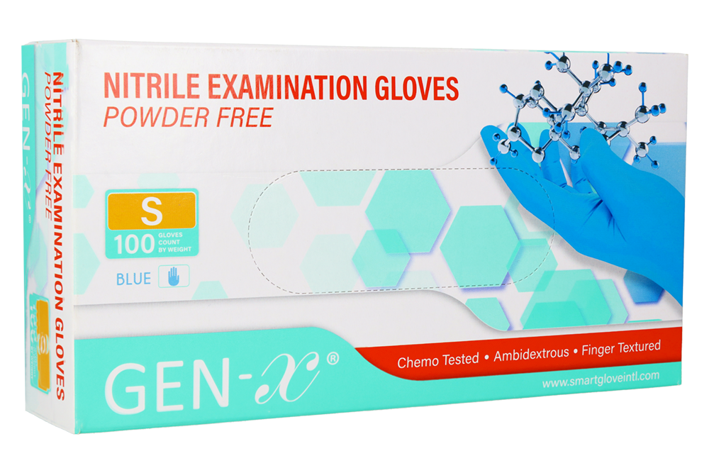 Синие нитриловые перчатки Gen-X, 100 шт.