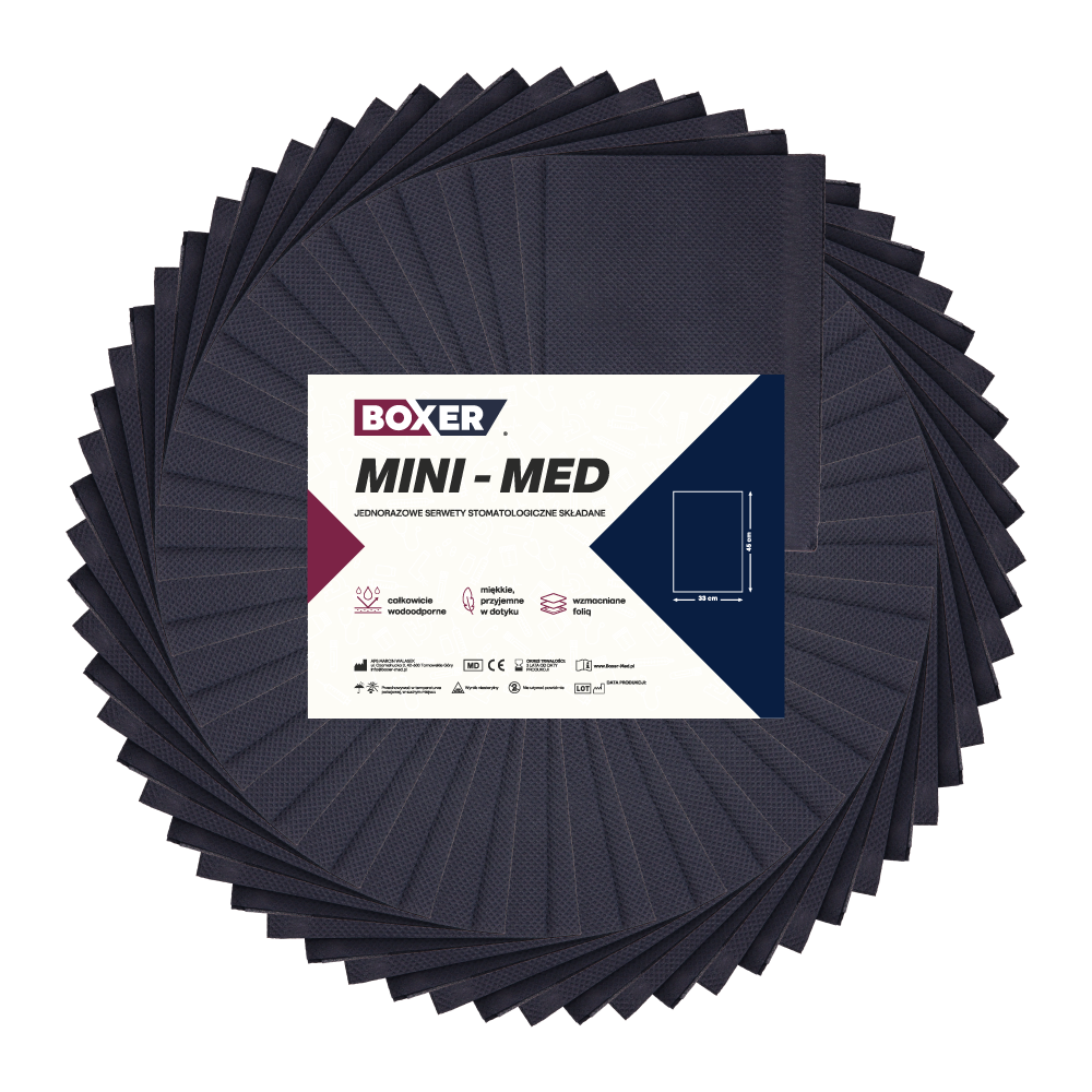 Салфетки нарезанные сложенные MINI-MED 400 шт. Boxer — Чёрные