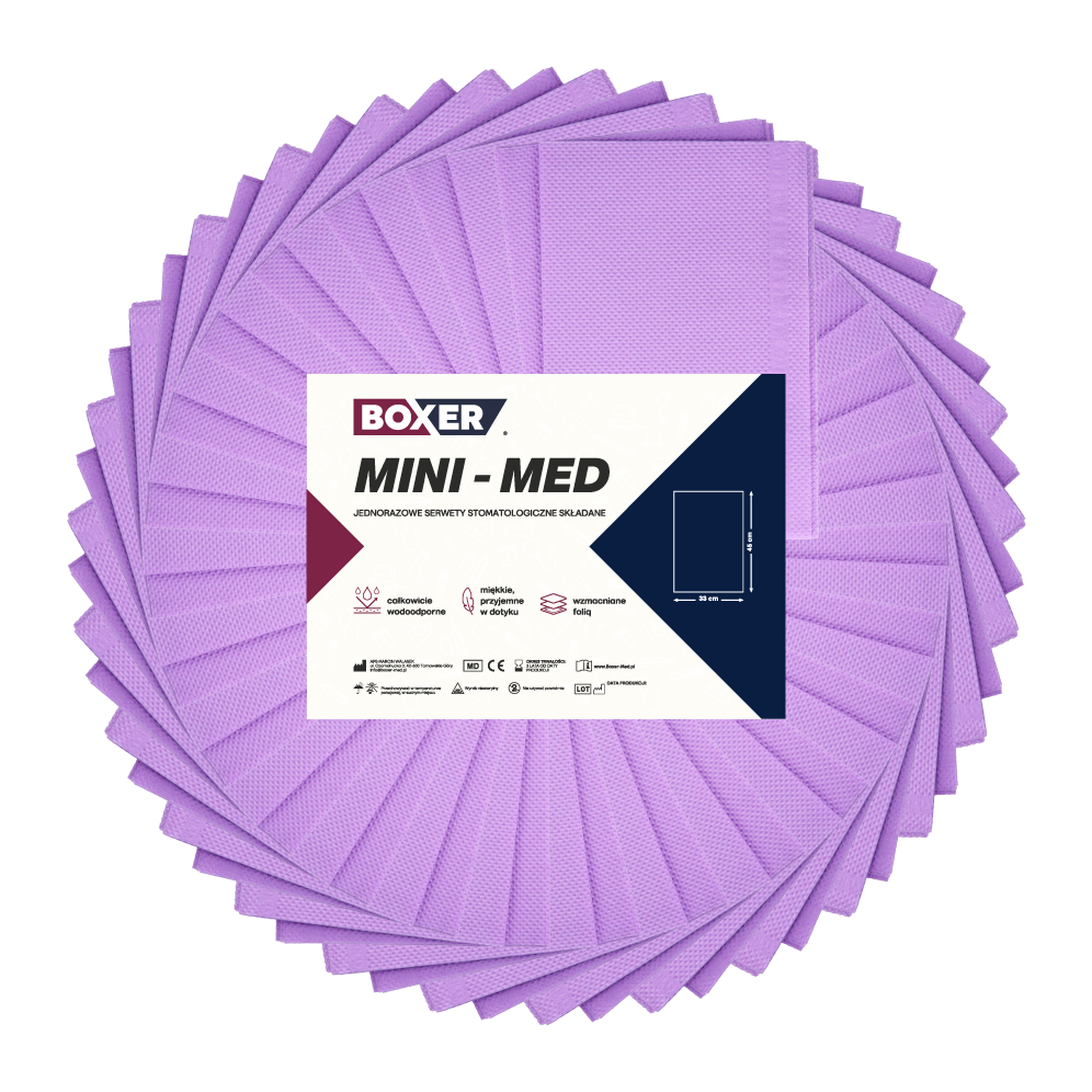 Салфетки нарезанные сложенные MINI-MED 400 шт. Boxer — Сиреневые