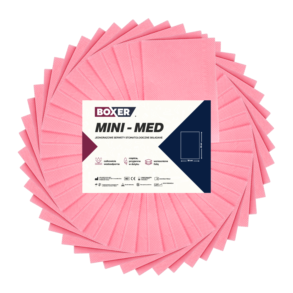 Нагрудники одноразовые MINI-MED 400 шт. Boxer – розовые