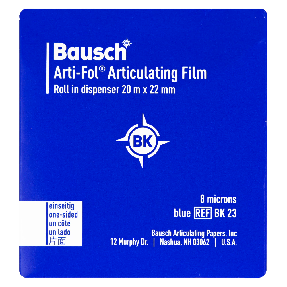 Артикуляционная фольга односторонняя 8 мкм синяя 20 м BK 23 Bausch