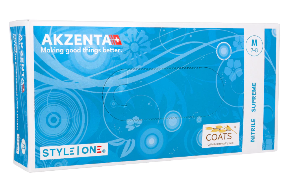 Нитриловые перчатки с овсянкой Akzenta 100 шт.