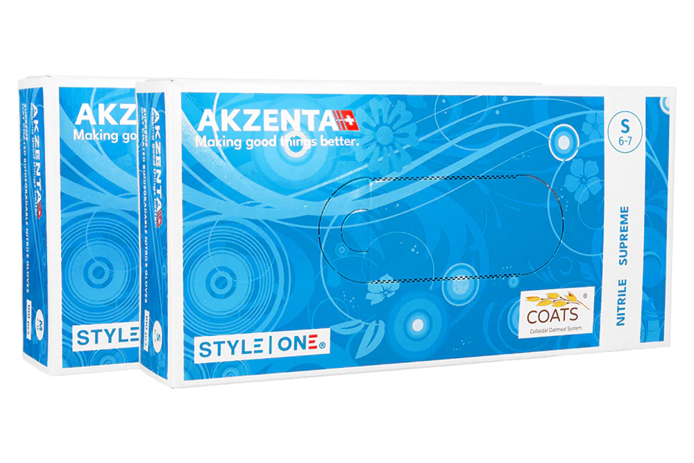 Нитриловые перчатки с овсянкой Akzenta 100 шт.