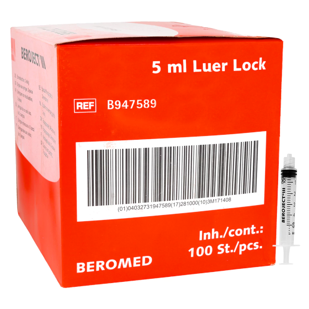 Стерильные шприцы Luer-Lock 5 мл × 100 шт.