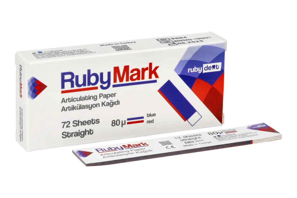 Артикуляционная бумага RubyMark 80 мкм прямая, 72 шт. RubyDent