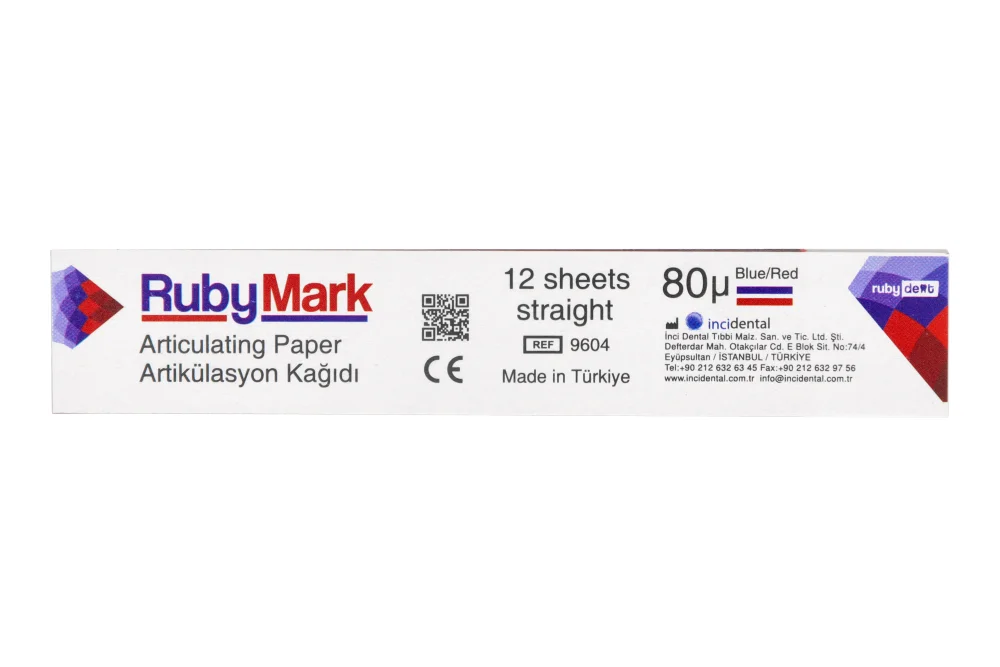 Артикуляционная бумага RubyMark 80 мкм прямая, 72 шт. RubyDent