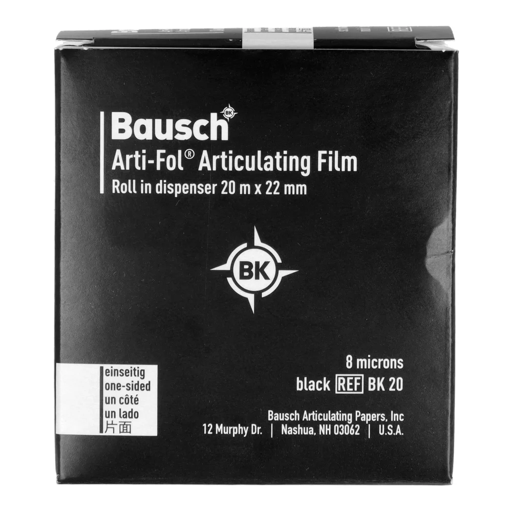 Артикуляционная фольга 8 мкм односторонняя чёрная 20 м Bausch BK 20