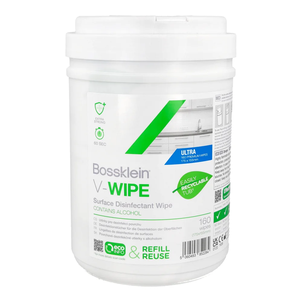 Спиртовые салфетки Bossklein V-Wipe в контейнере 160 шт.