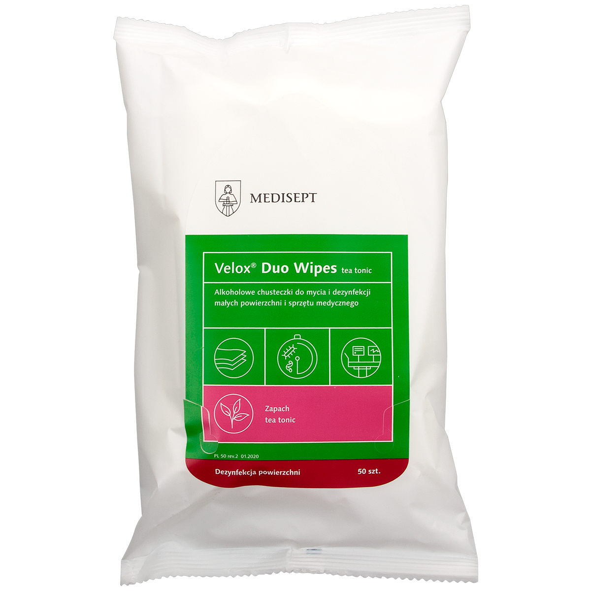 Спиртовые салфетки Velox Duo Wipes Tea Tonic flow pack, 100 шт. Medisept